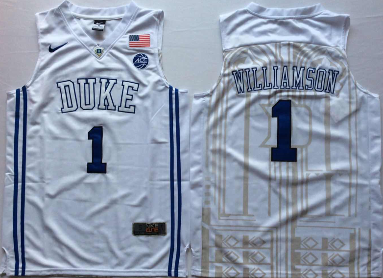 NCAA Men Duke Blue Devils White 1 WILLIAMSON